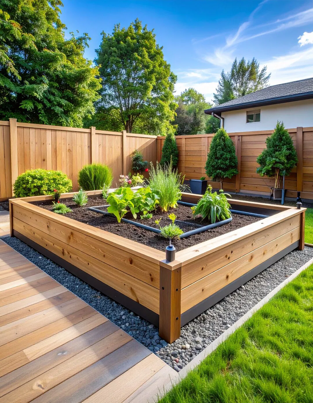 Composite Raised Bed with Integrated Irrigation