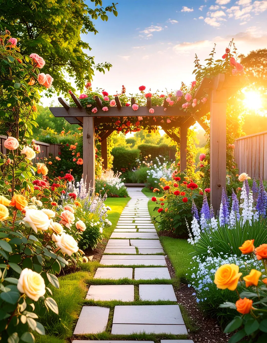 Cottage Garden Rose Border Design