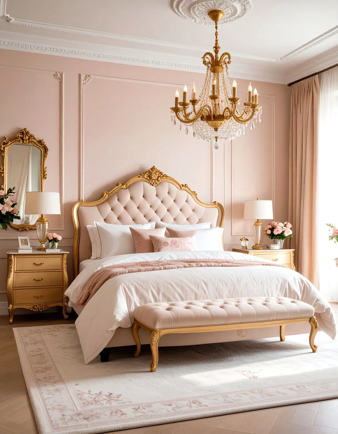 French Provincial Rose Gold Bedroom