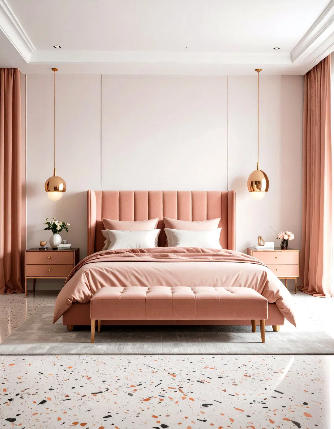 Terrazzo and Rose Gold Bedroom