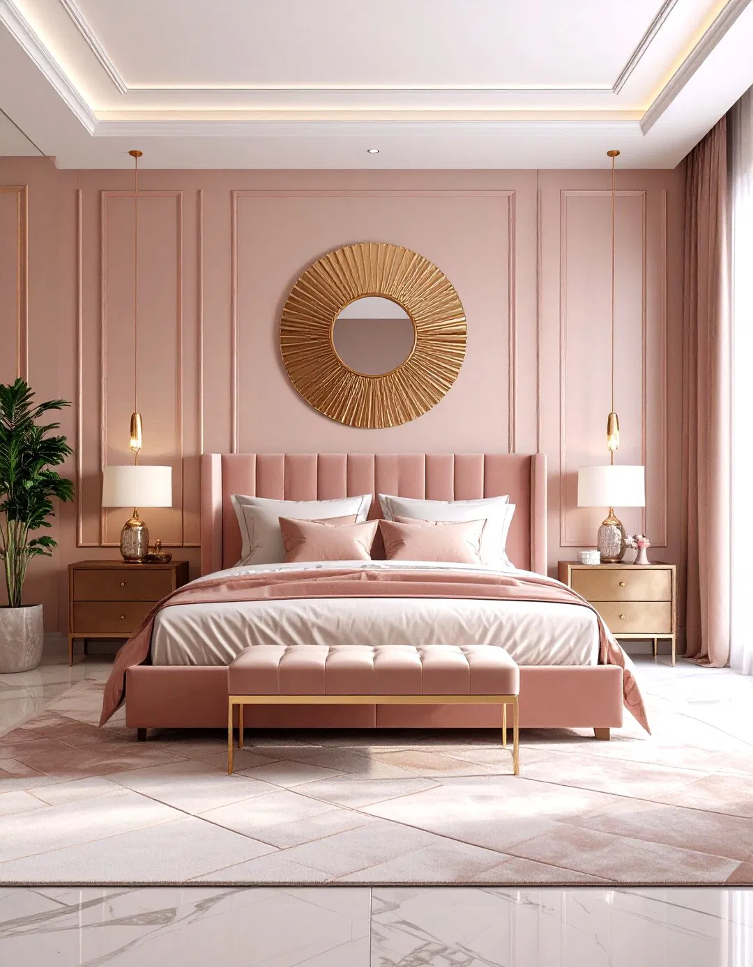 Art Deco Rose Gold Bedroom