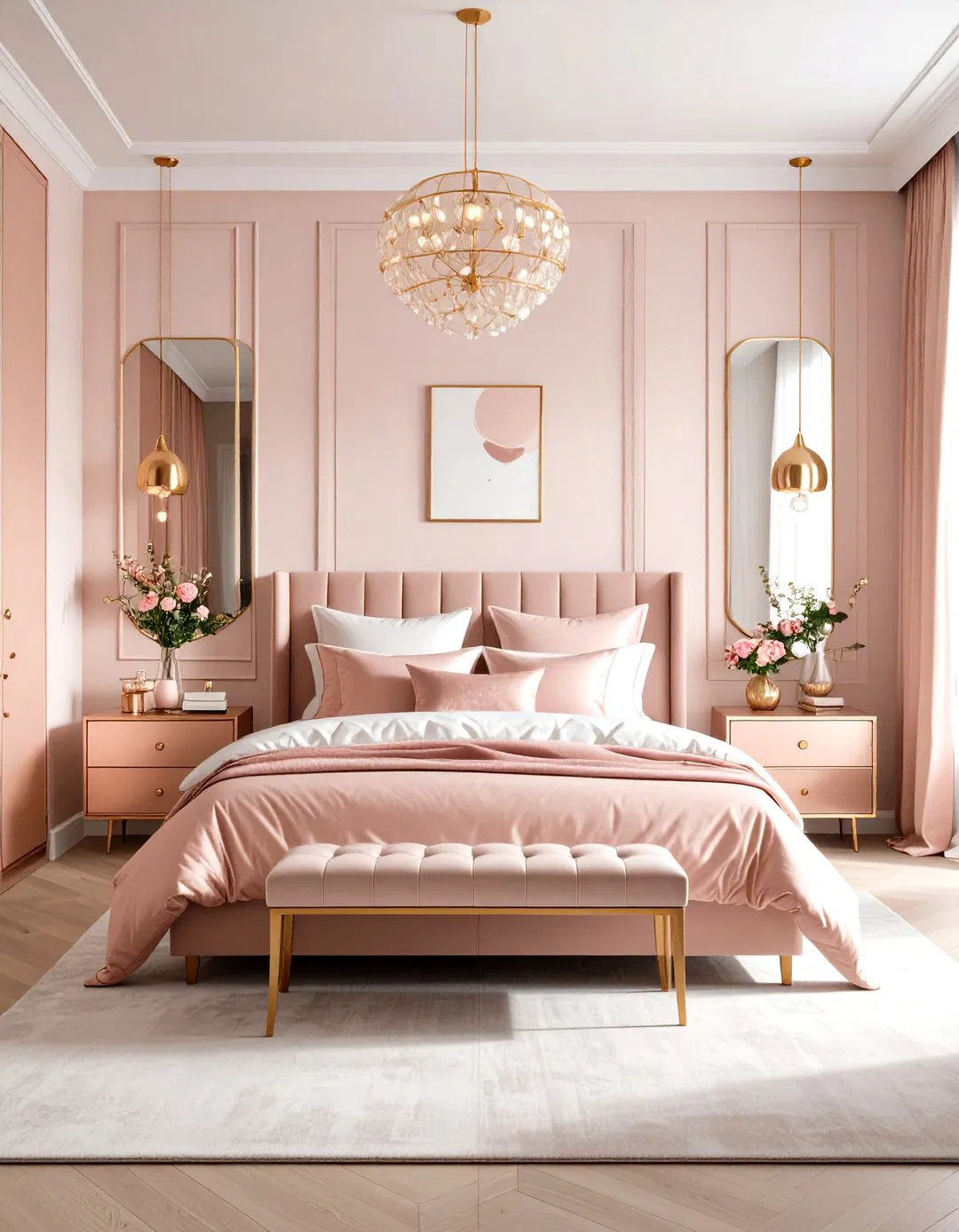 Modern Rose Gold Teen Bedroom