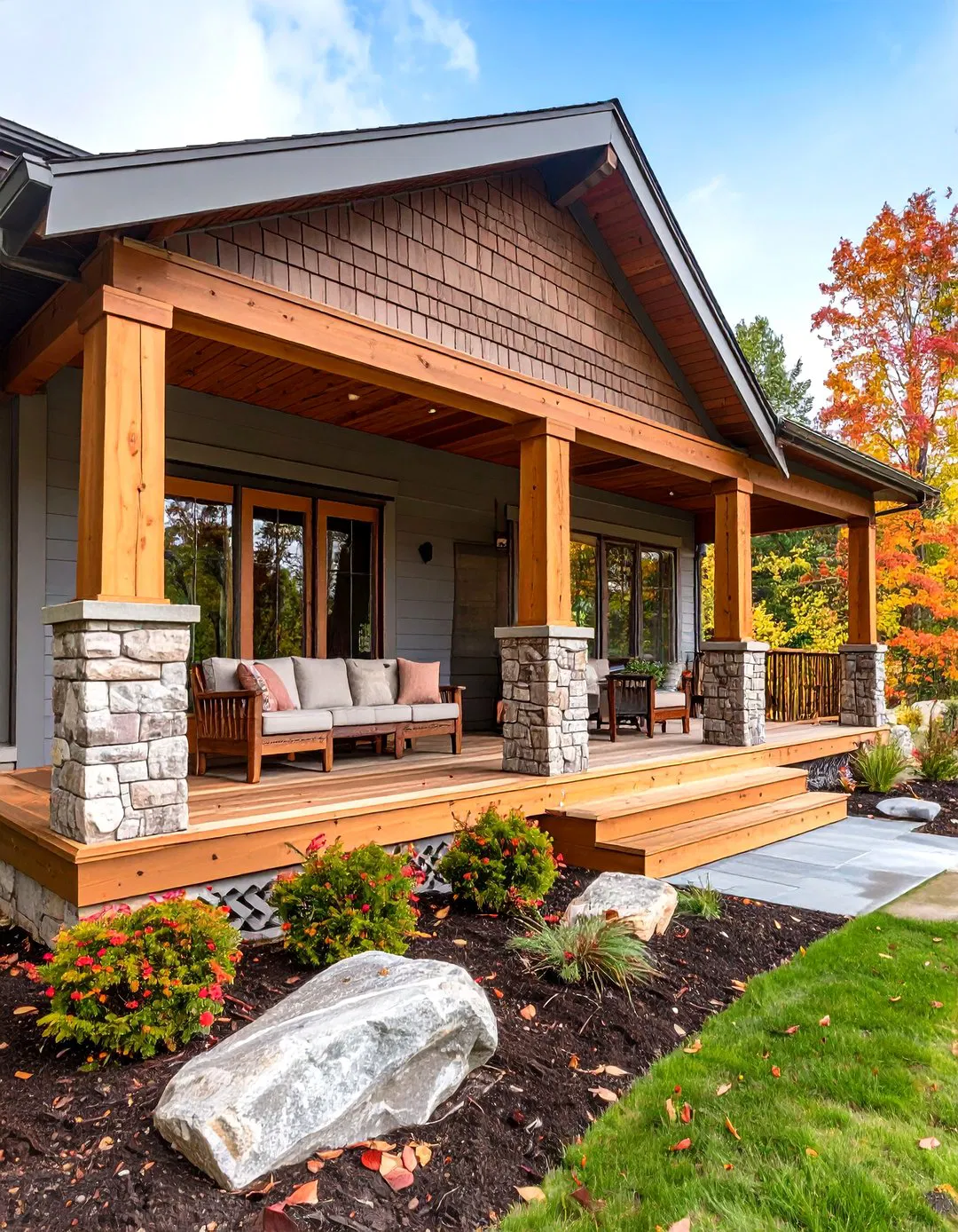 Three Season Porch with Prairie Style Indoor Outdoor Connection