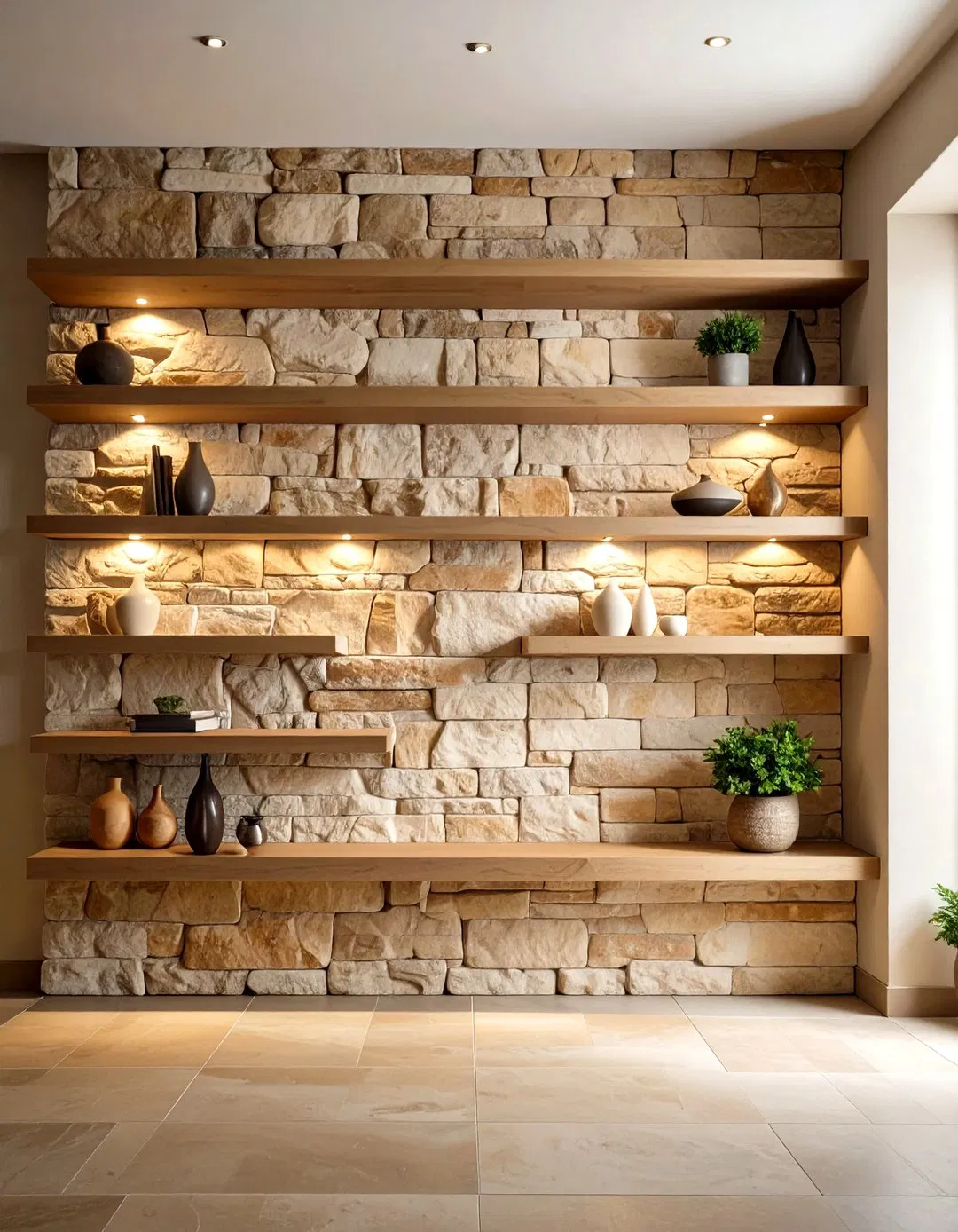 Natural Stone Feature Wall with Horizontal Emphasis
