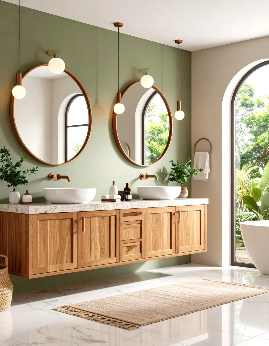 Prairie Style Master Bathroom with Dual Vanity Design
