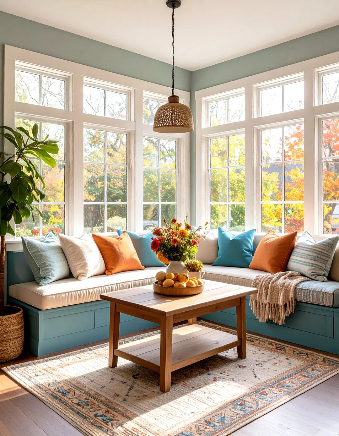 Breakfast Nook with Built In Prairie Style Banquette Seating