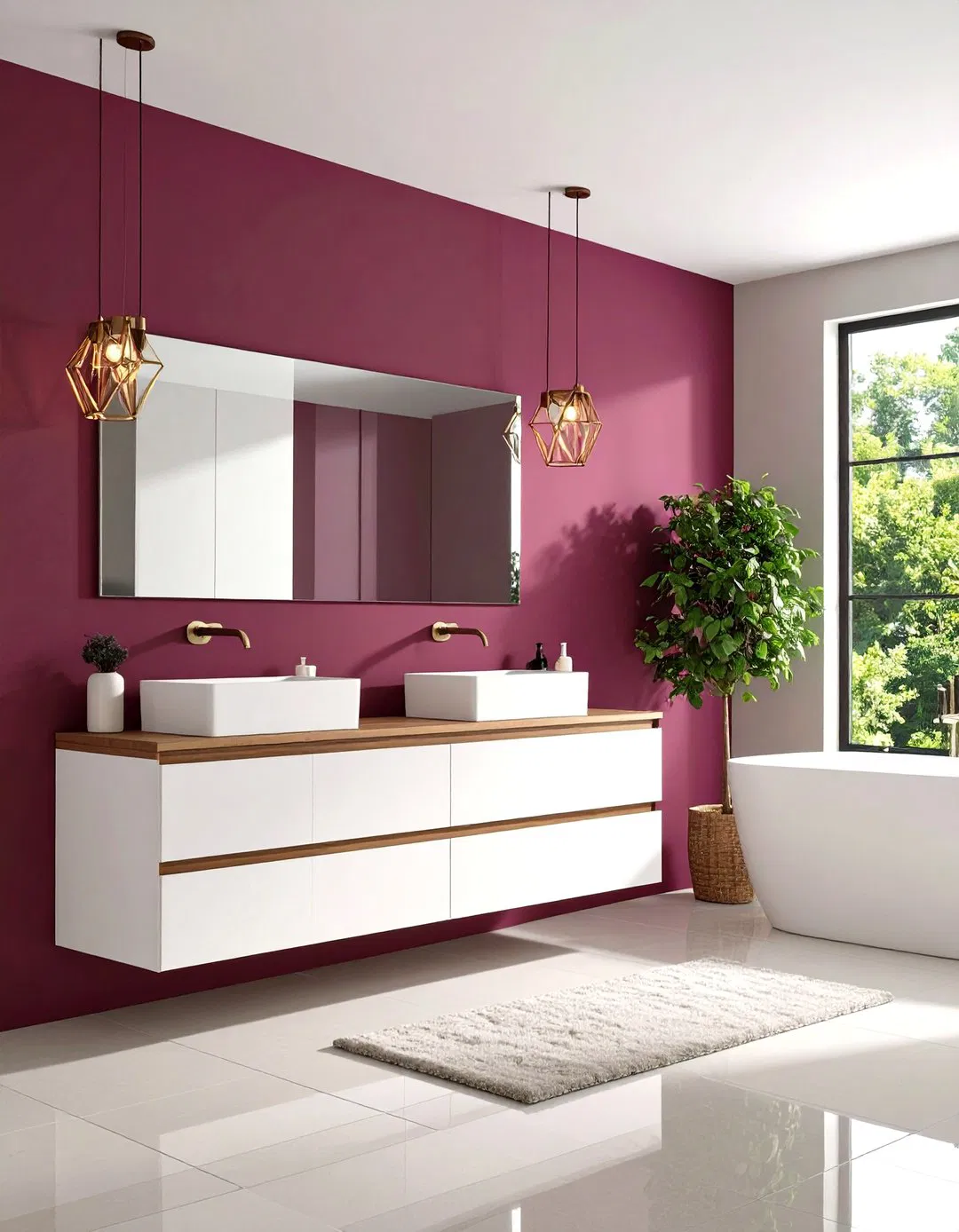 Contemporary Grape Accent - Purple Bathroom Ideas