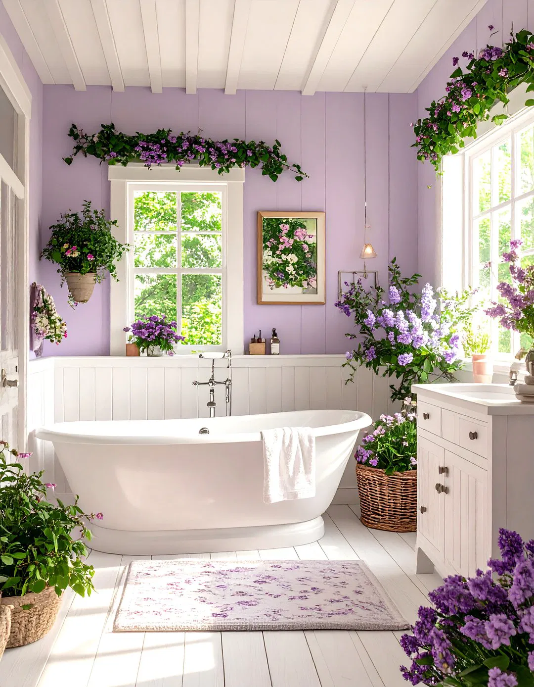 Cottage Lilac - Purple Bathroom Ideas