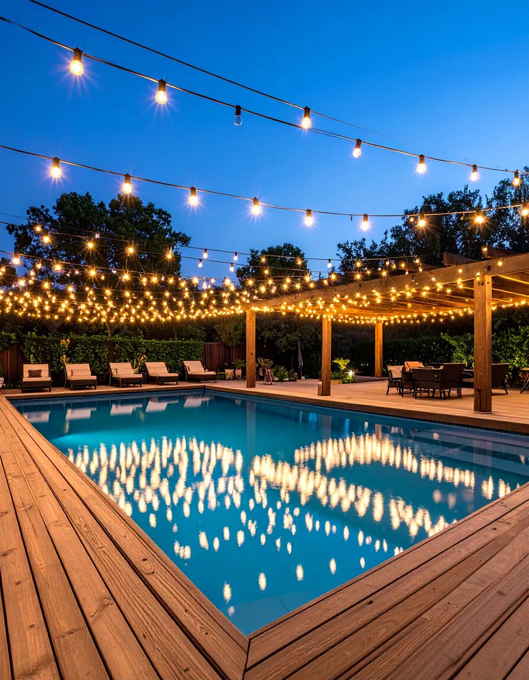 Pool Deck String Light Canopies
