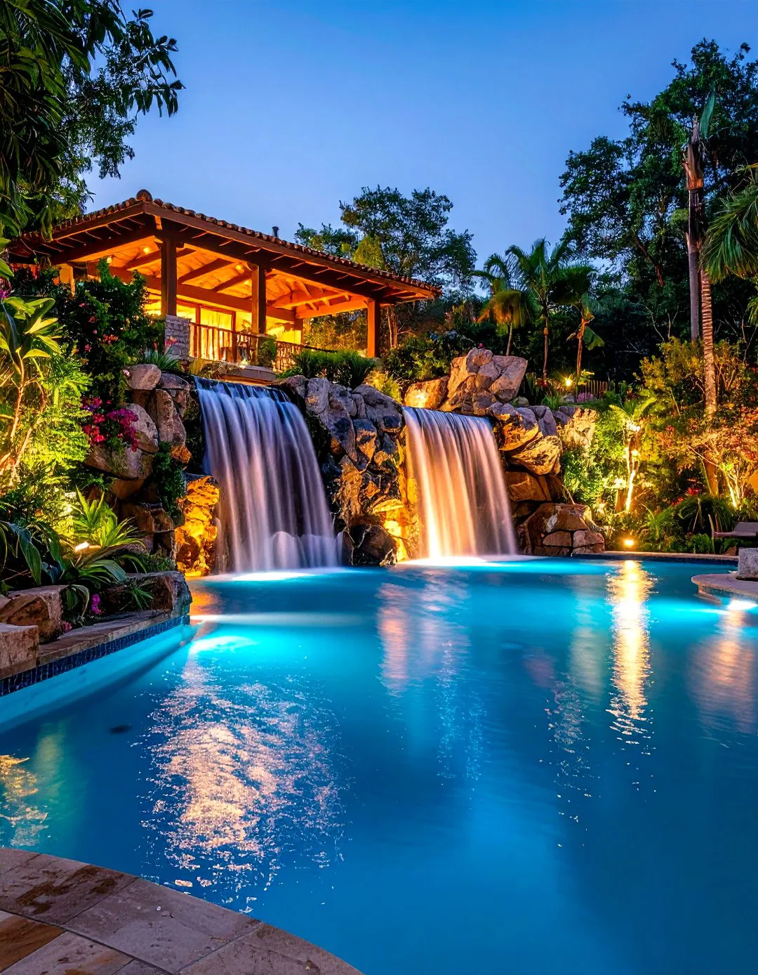 Pool Water Feature Cascade Lighting