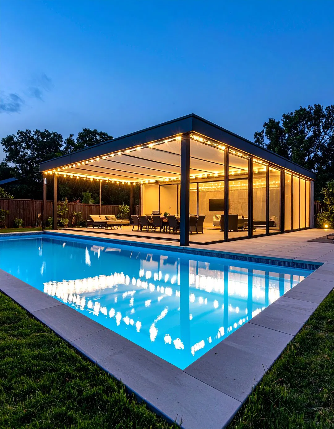Pool Backyard Screen Enclosure Lighting