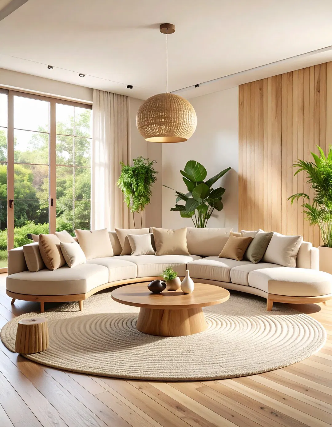 Curved Sofa Organic Living Room