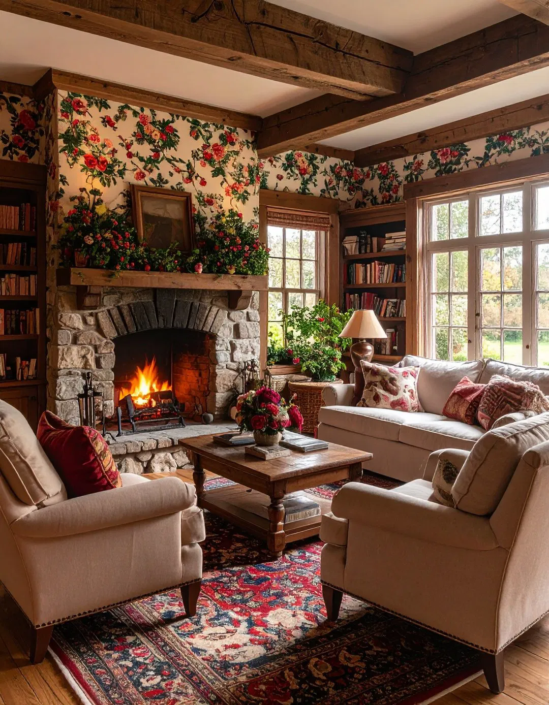 Cozy English Cottage Living Room