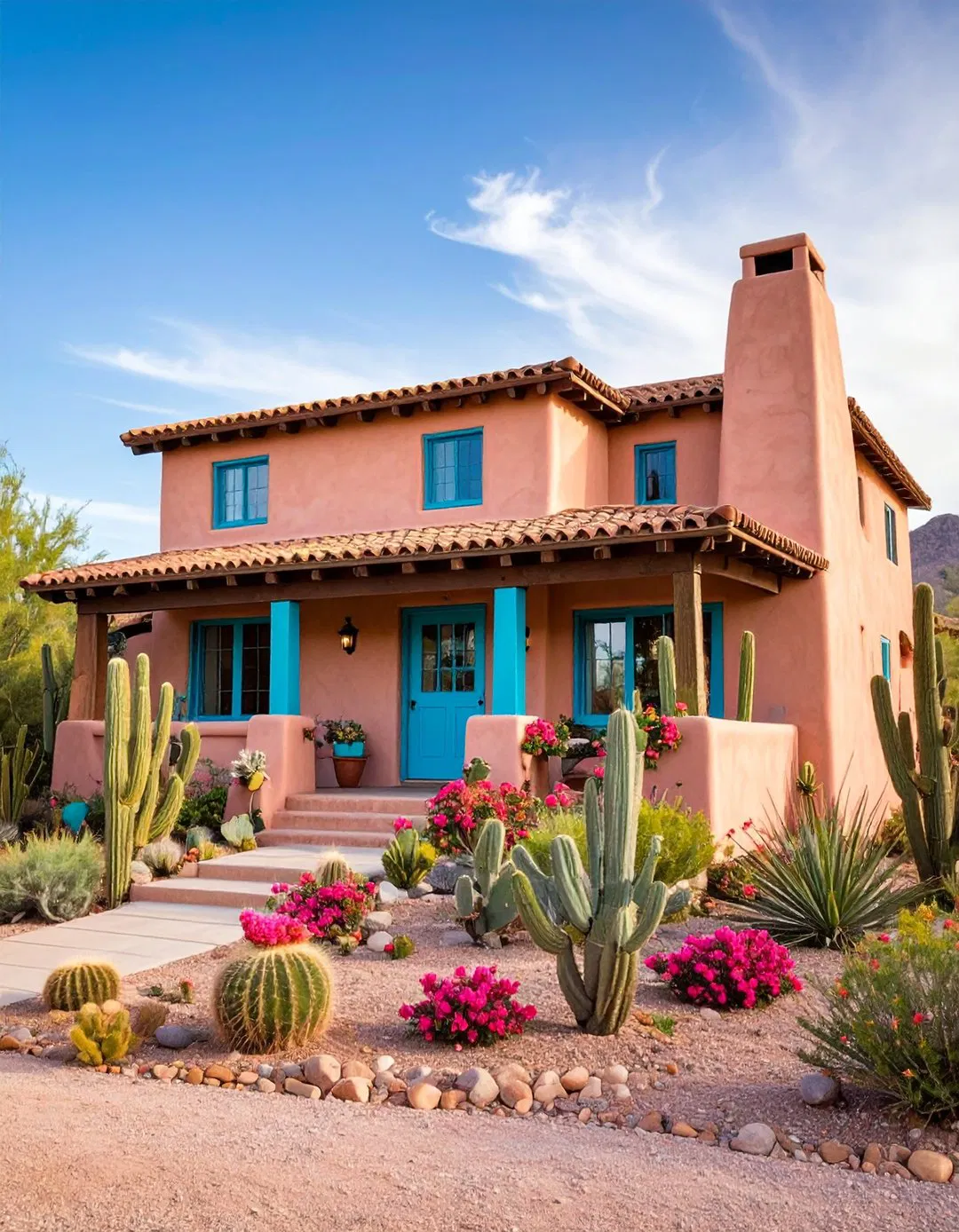 Southwest Adobe Rose Desert Home