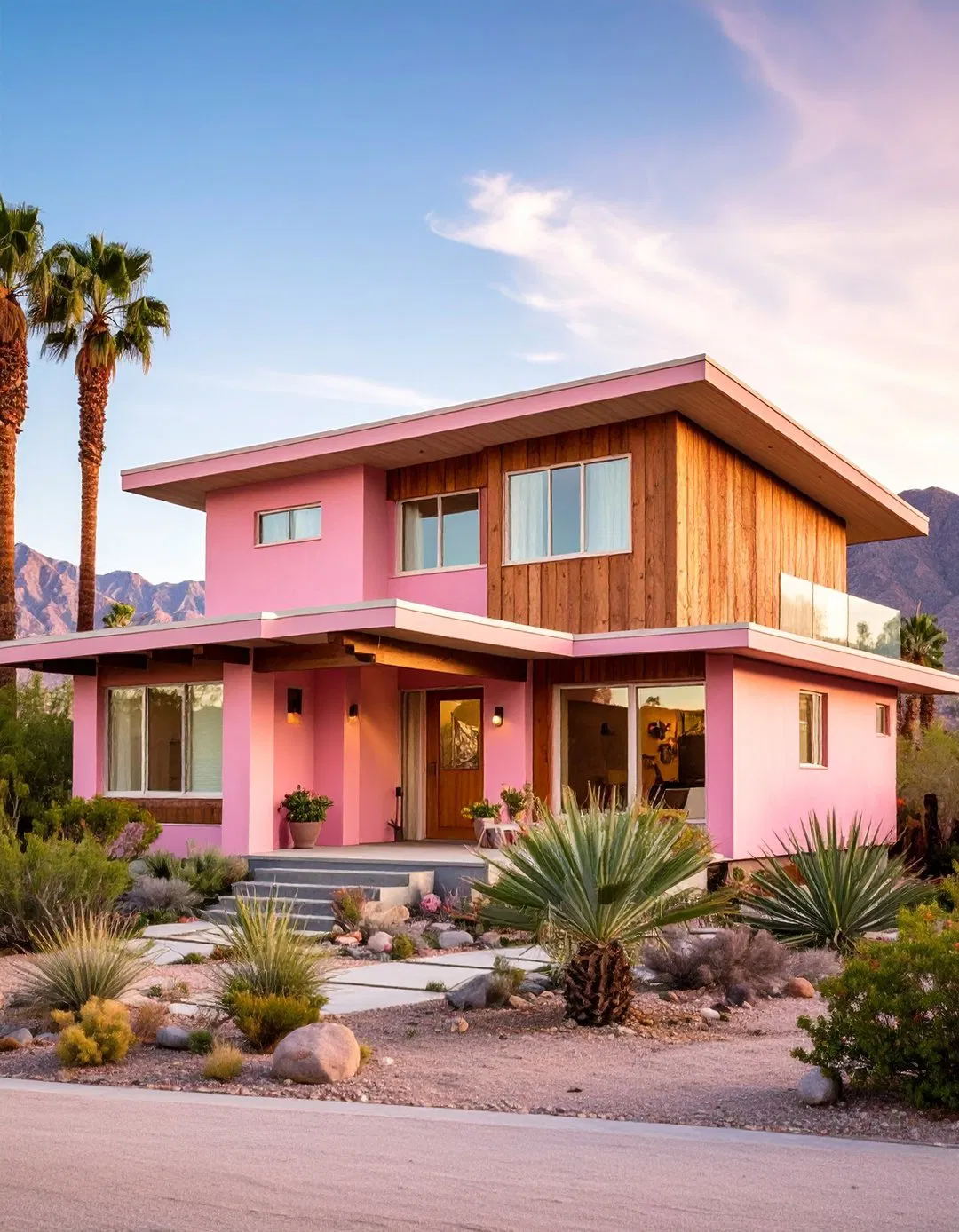 Mid Century Modern Pink Palm Springs