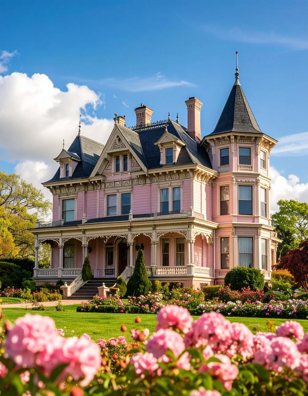 Queen Anne Victorian Pink Lady Mansion
