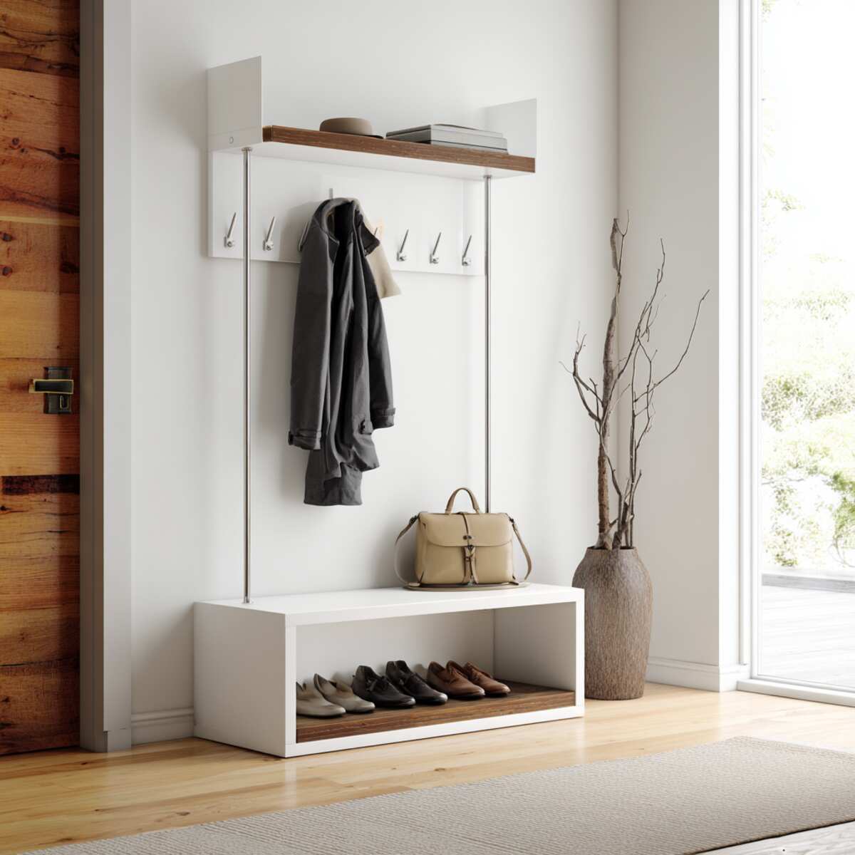 Minimalist Floating Hall Tree Bench