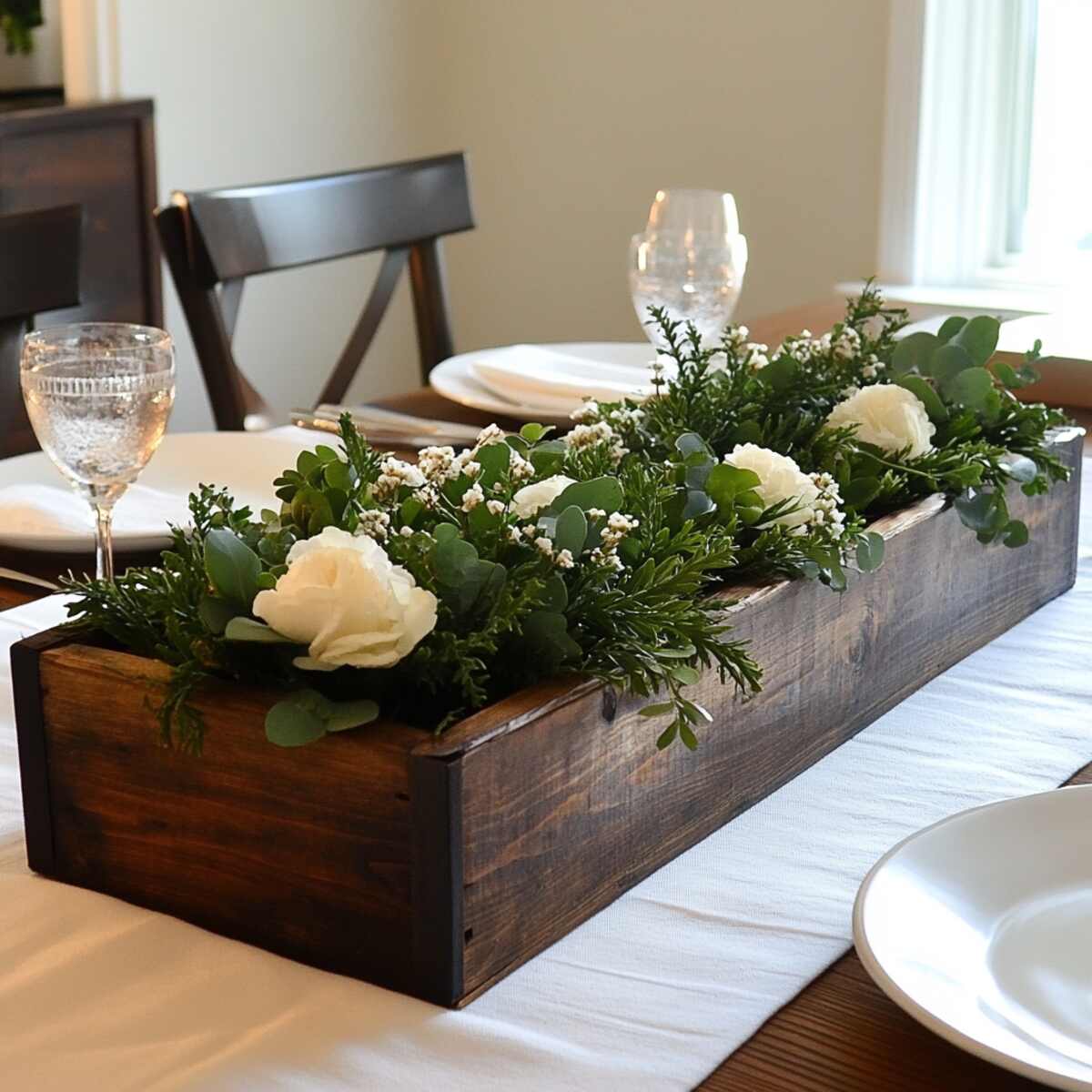 Rustic wooden centerpiece box