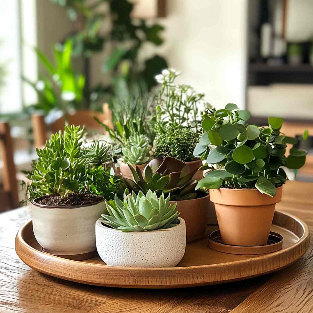 Grouping of small potted plants
