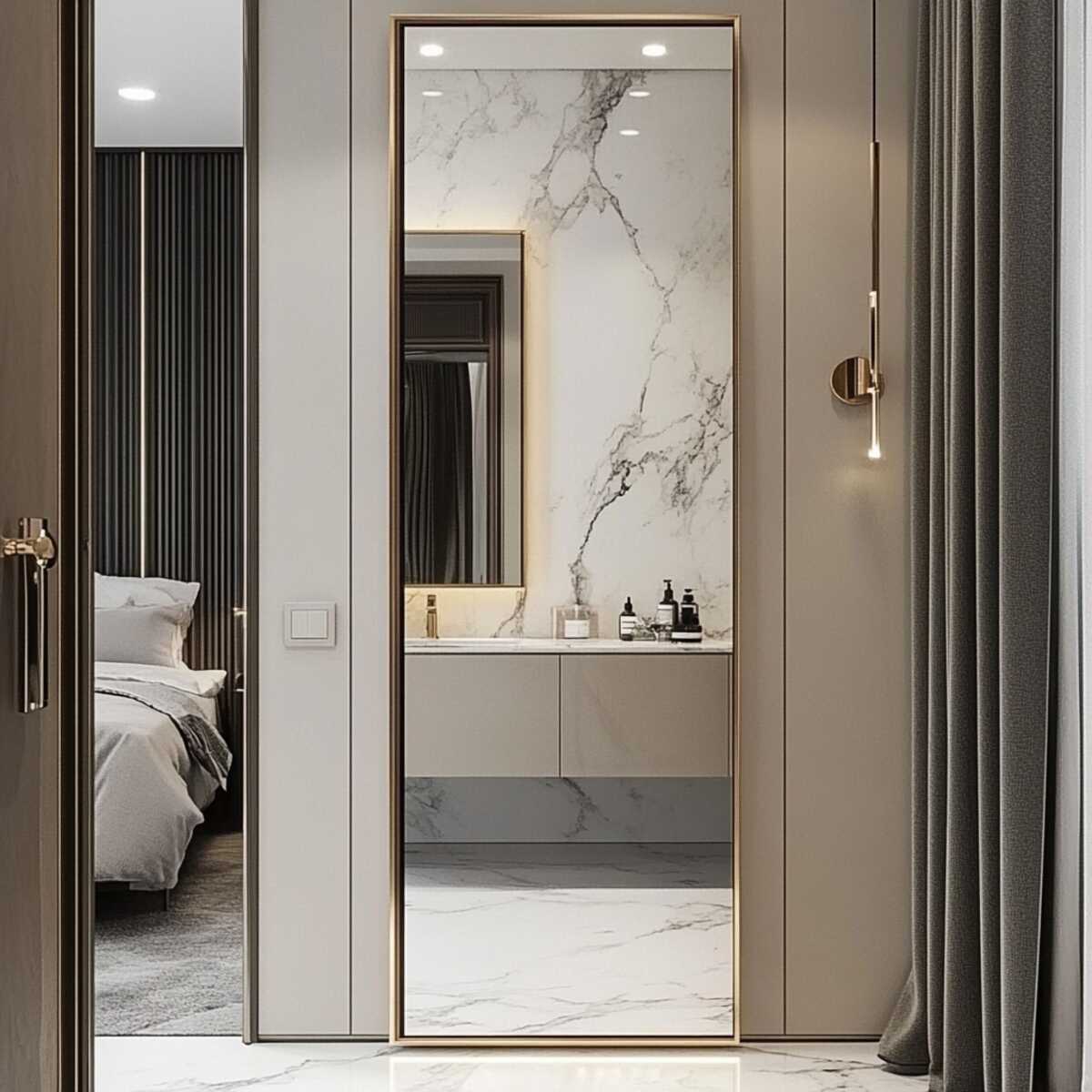 Full-length mirror on the back of the door