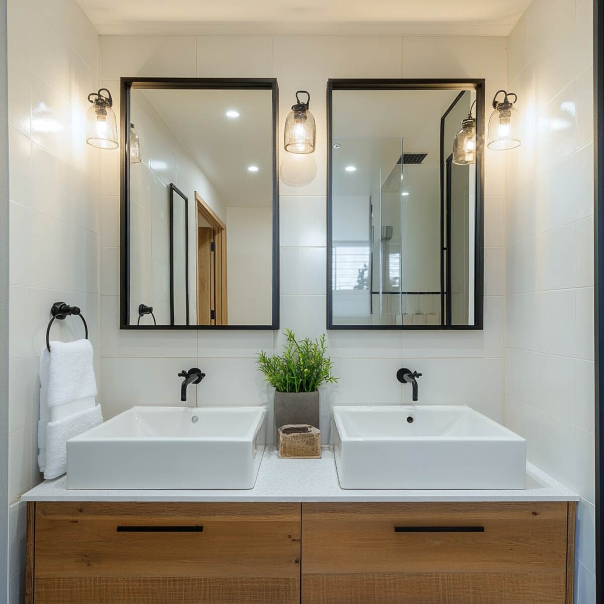 Double mirror setup with adjustable angles