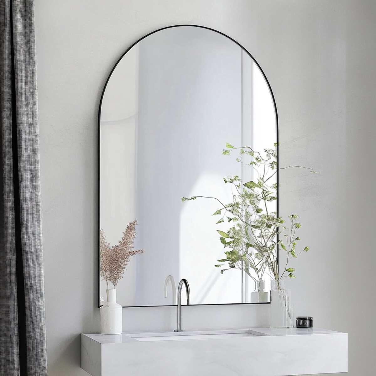 Frameless Minimalist Arched Mirror