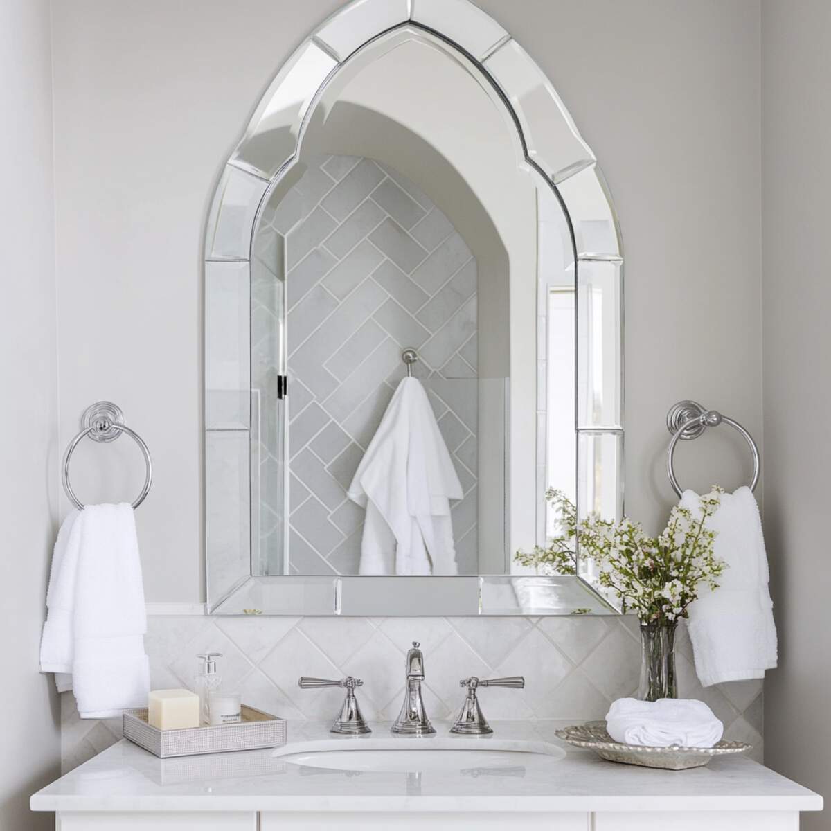 Arched Mirror with Beveled Edges