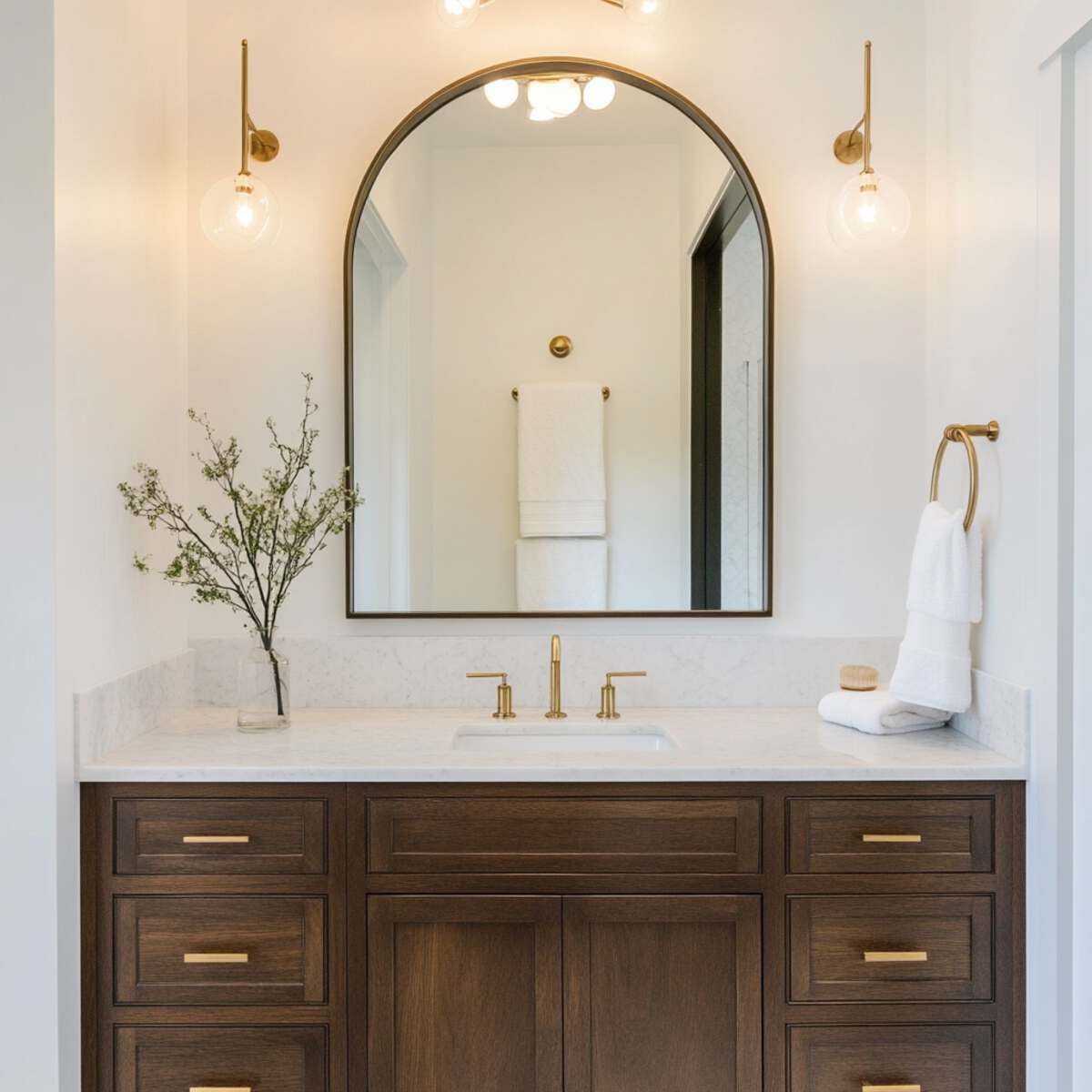 Illuminated Halo Arched Mirror