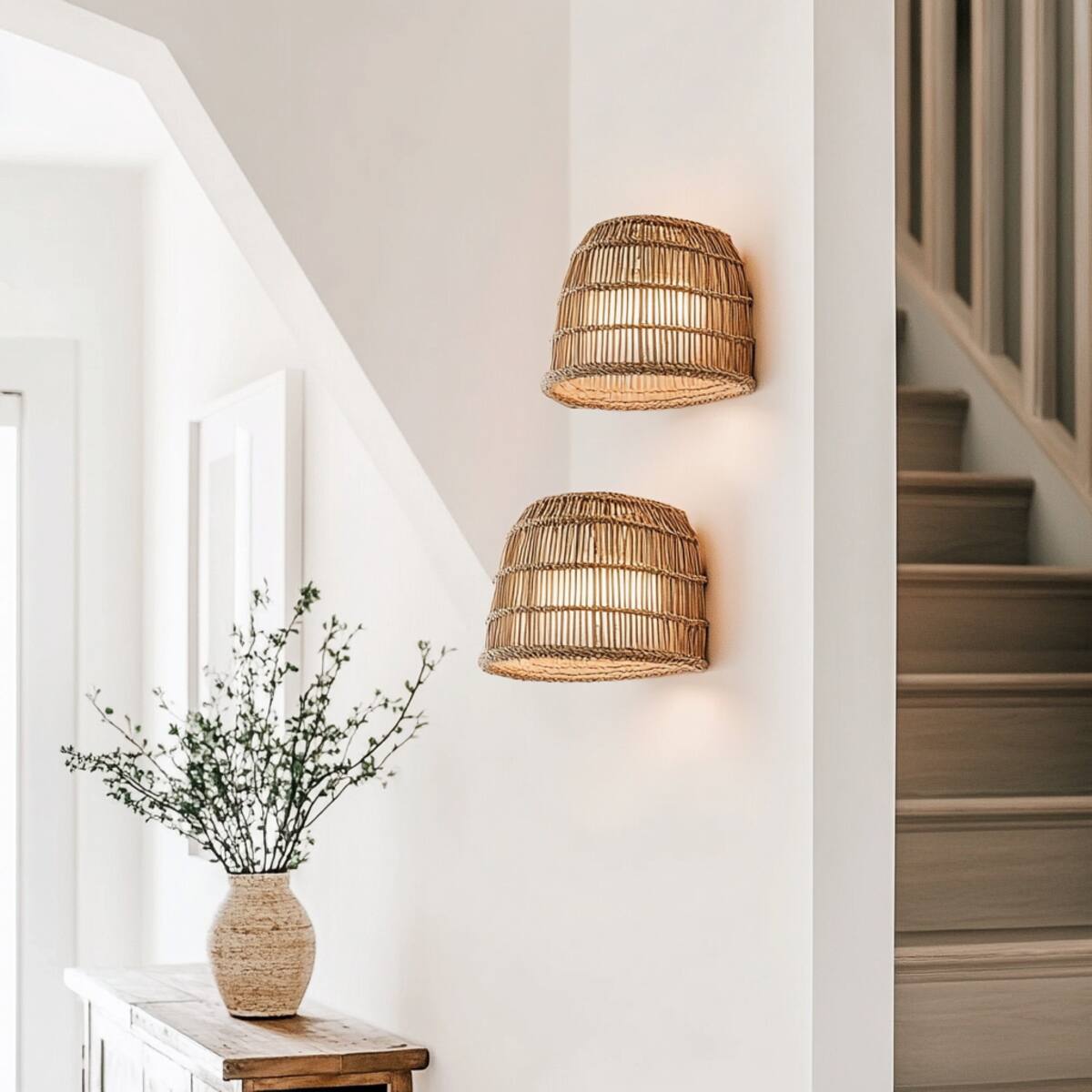 Rattan or Woven Basket Sconces - Hallway Wall Sconces Ideas