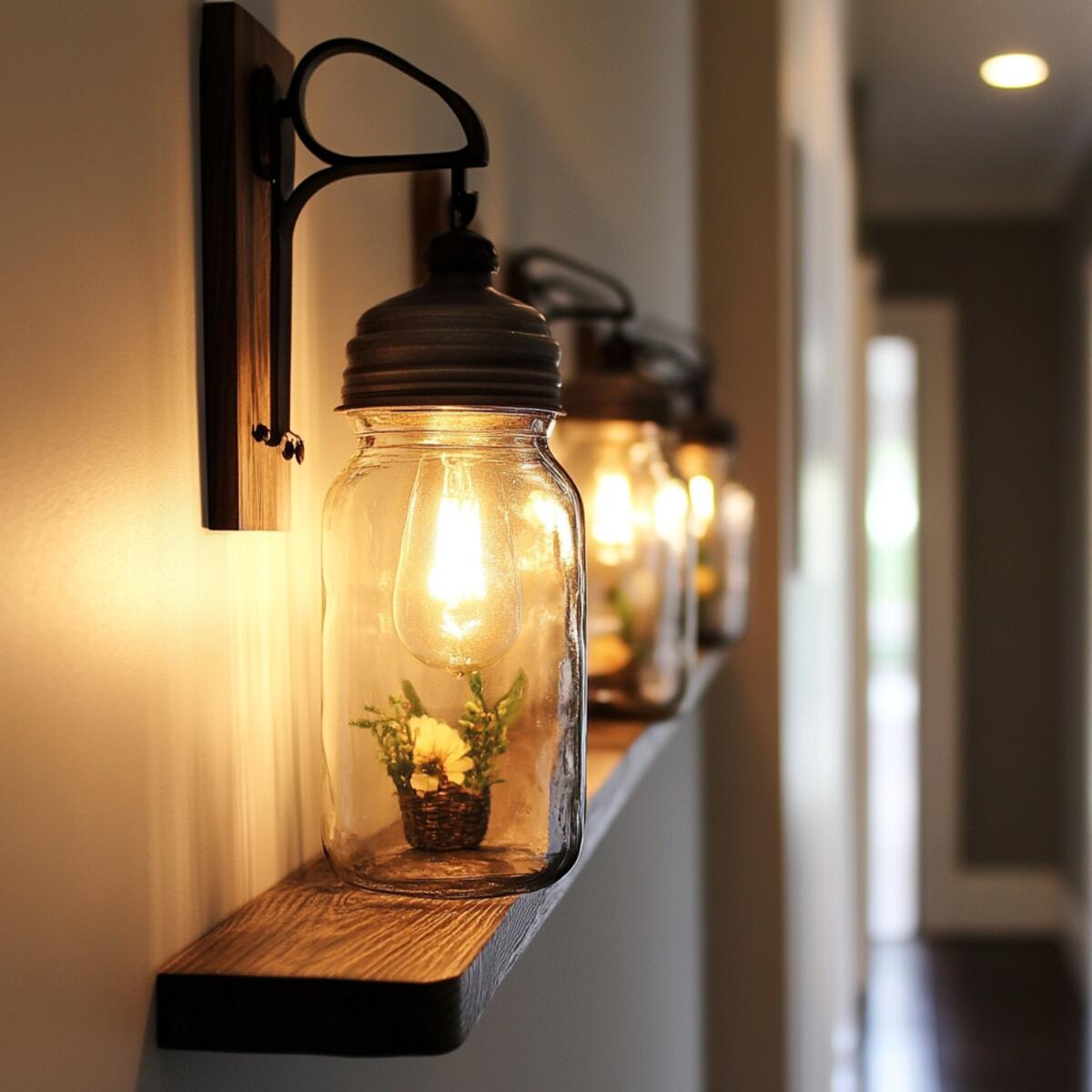 Mason Jar Wall Sconces - Hallway Wall Sconces Ideas