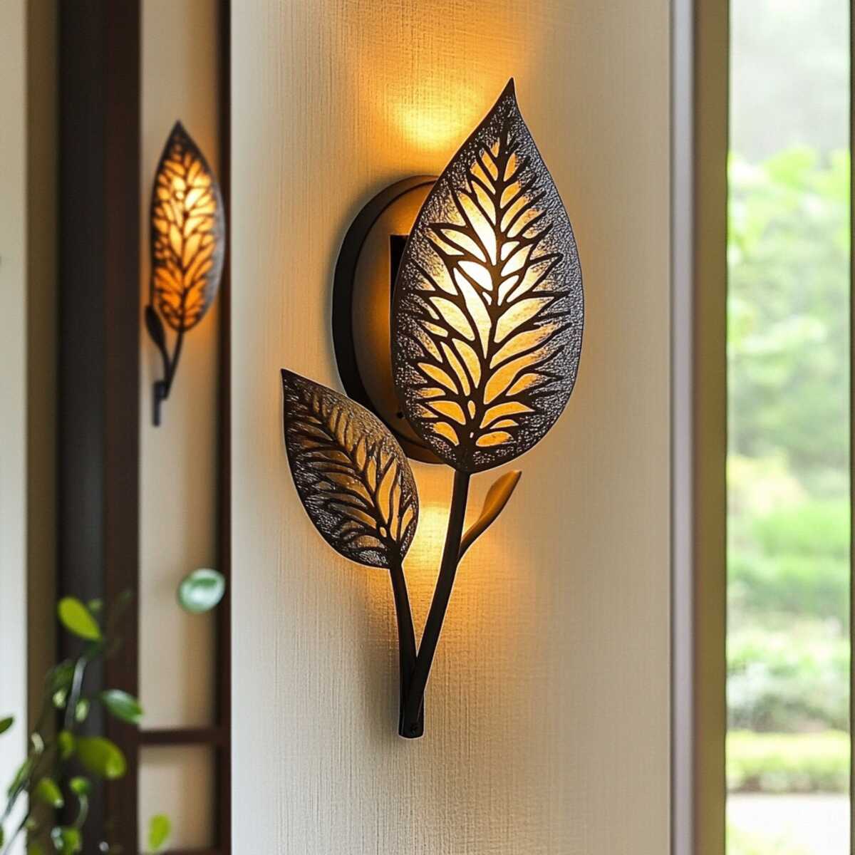 Nature-Inspired Leaf Design Sconces - Hallway Wall Sconces Ideas