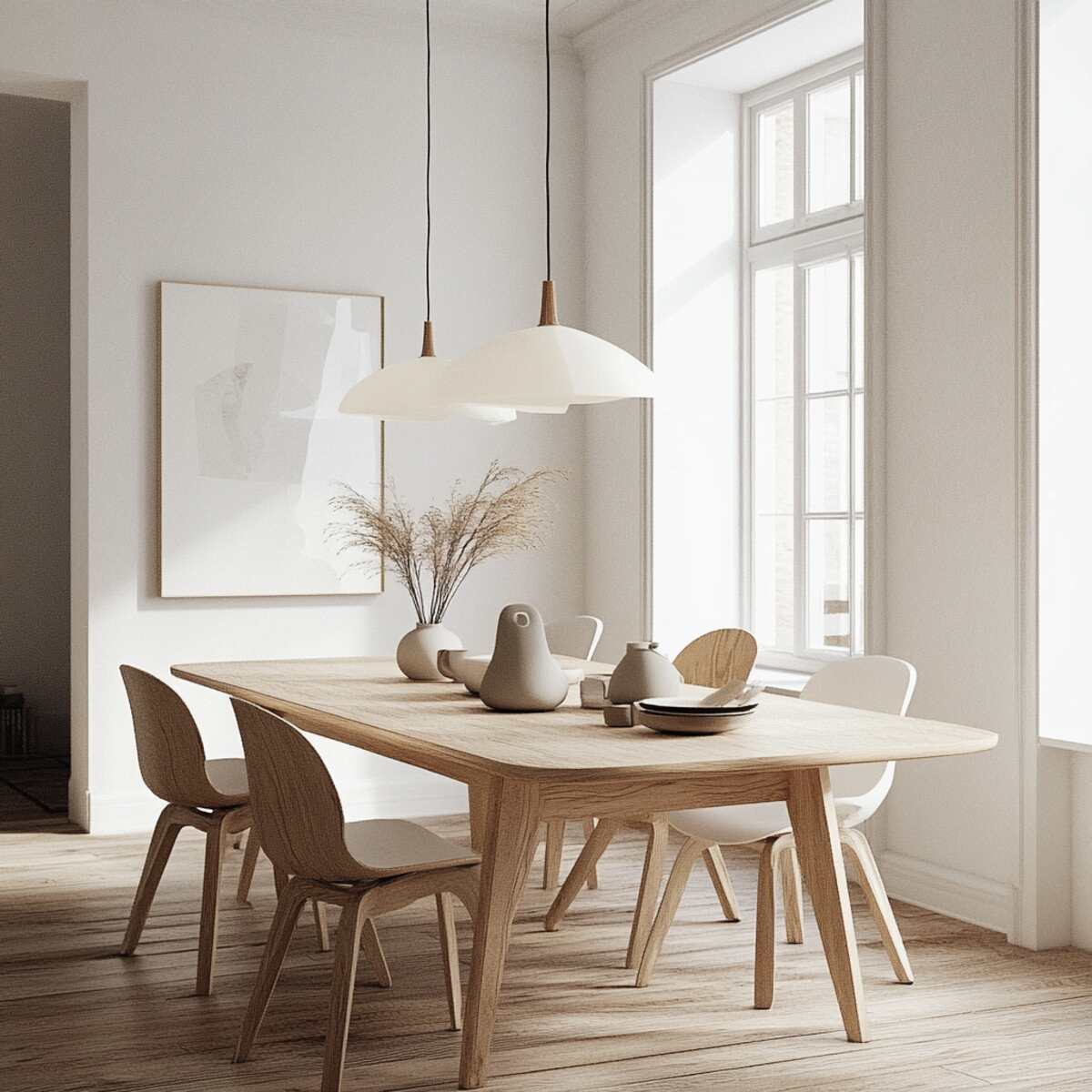 Streamlined Wooden Dining Table - Scandinavian Dining Room Ideas