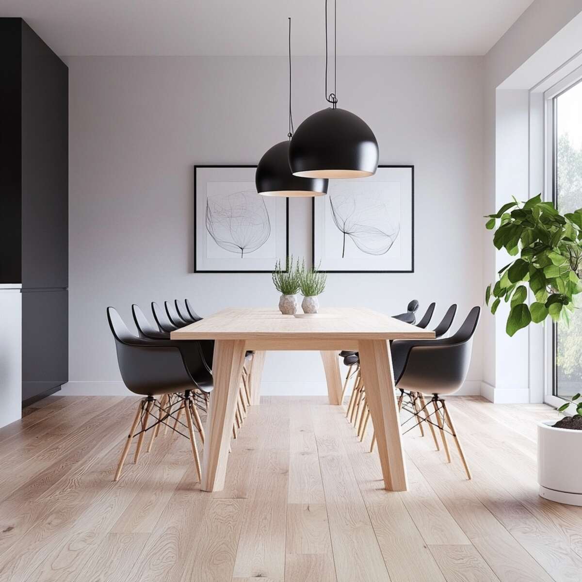 Light Hardwood Flooring - Scandinavian Dining Room Ideas
