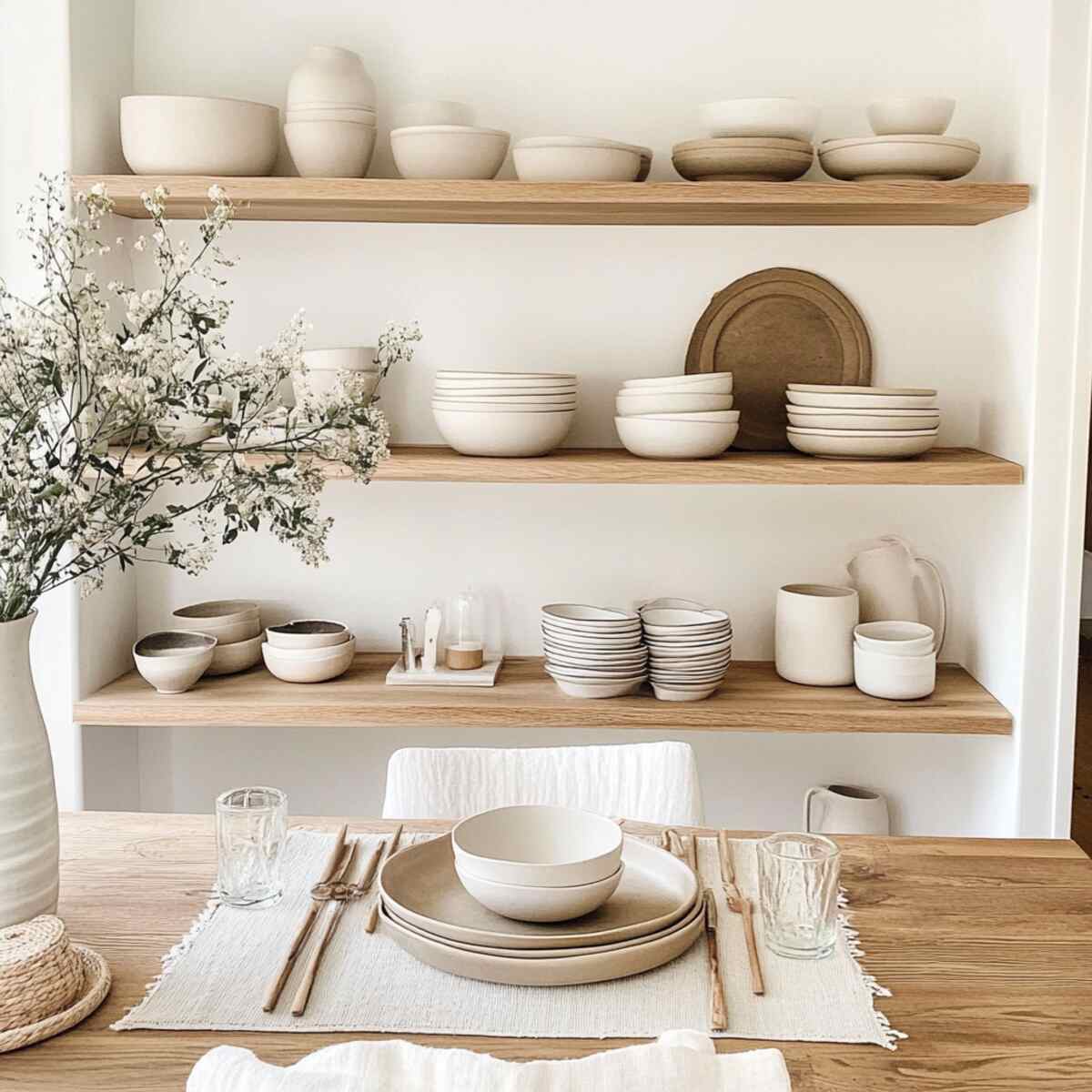 Open Shelves with Artistic Ceramics - Scandinavian Dining Room Ideas