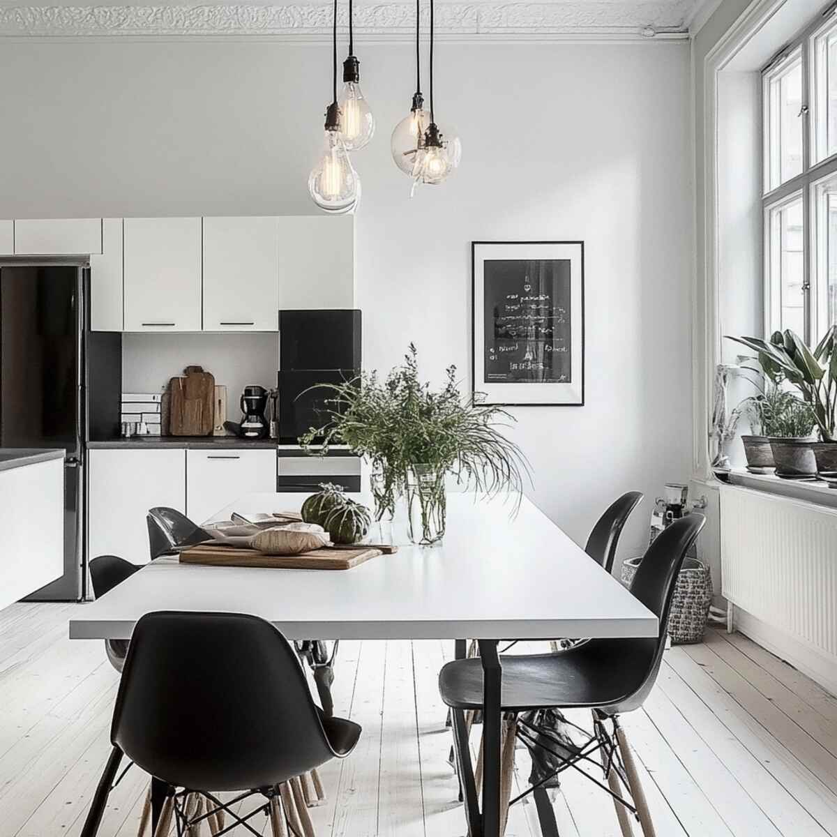 Black and White Contrast - Scandinavian Dining Room Ideas