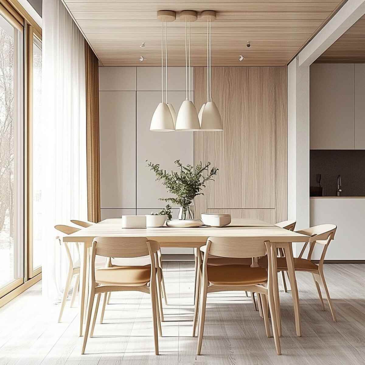 Natural Light Emphasis - Scandinavian Dining Room Ideas