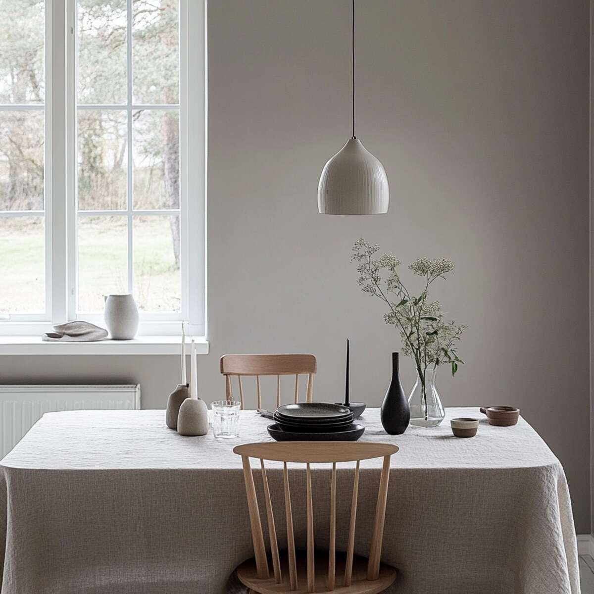 Simple Linen Tablecloths - Scandinavian Dining Room Ideas