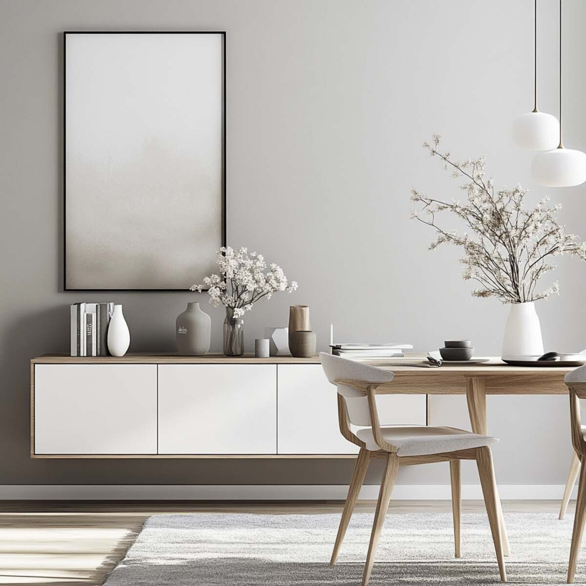 Floating Sideboard for Storage - Scandinavian Dining Room Ideas