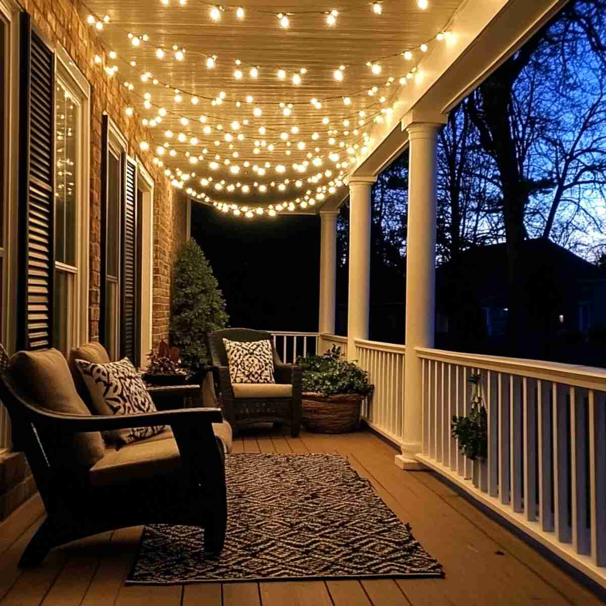 String lights on porch
