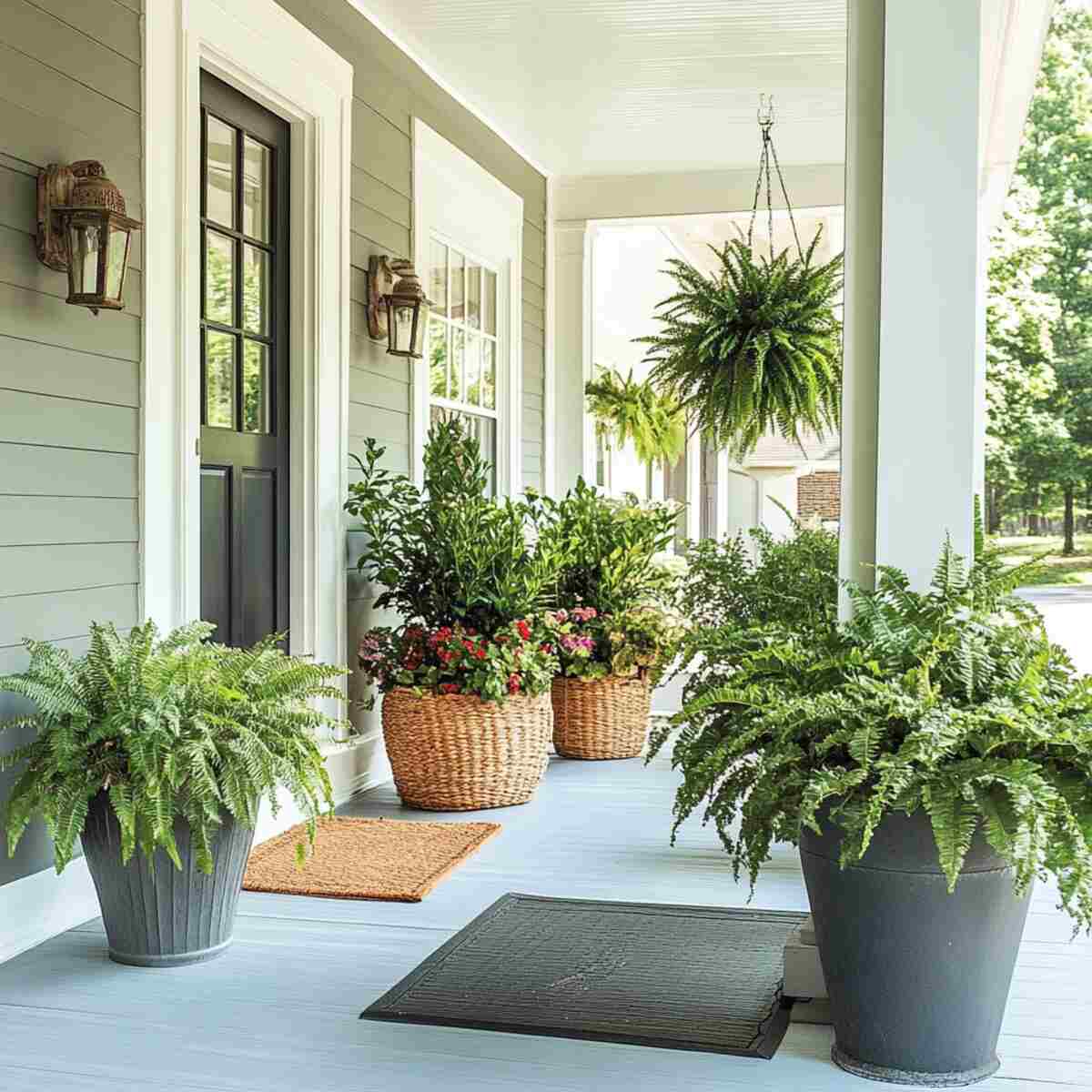 Potted plants on porch