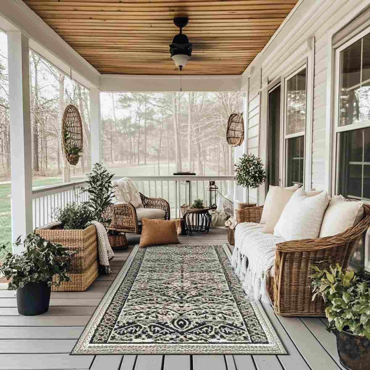 Outdoor rug on porch