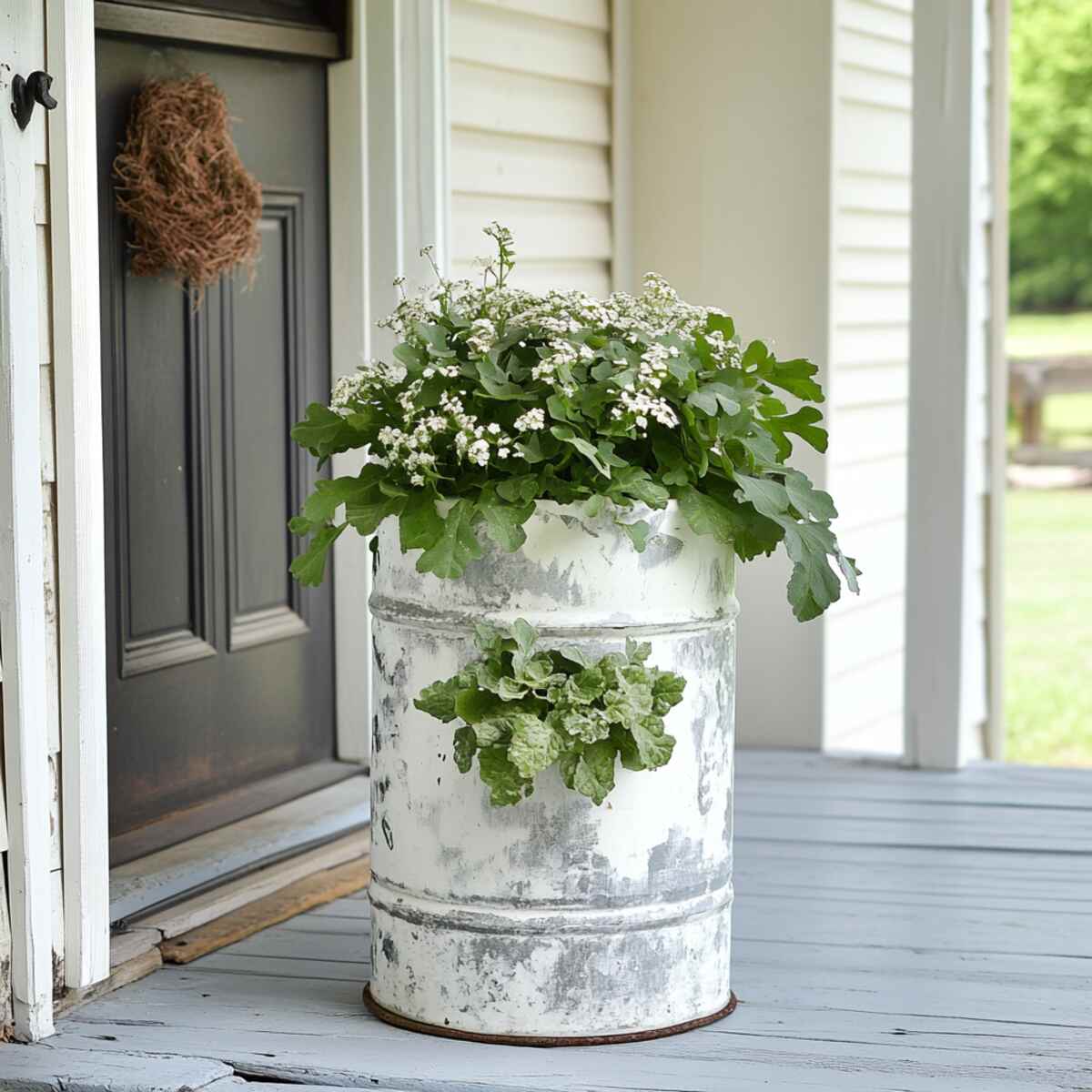 Vintage milk can planter