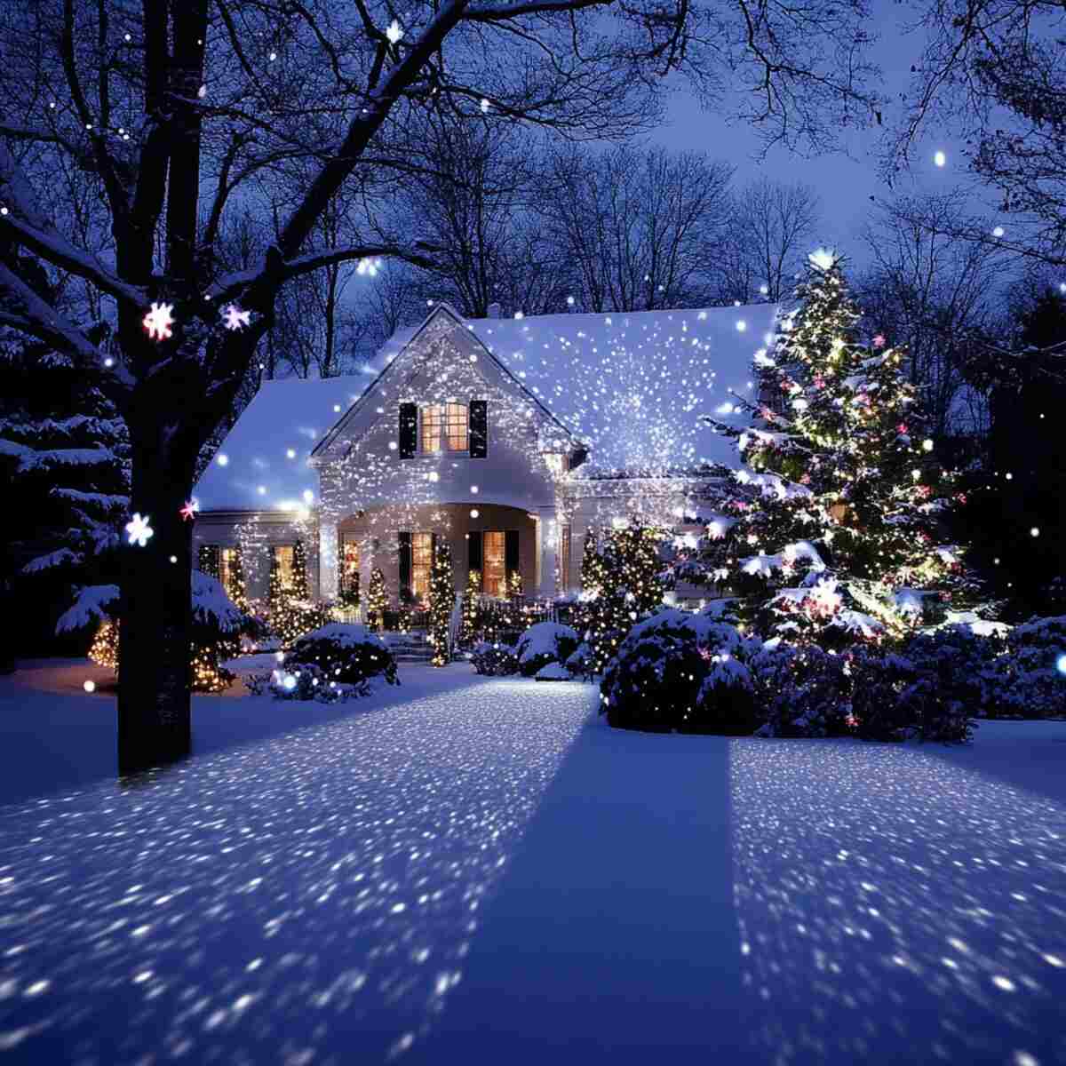 Projector lights for snowfall effects