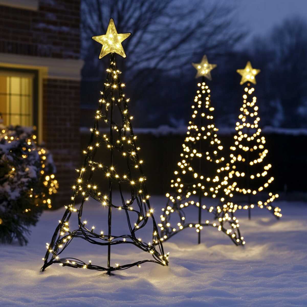 Light-up Christmas tree silhouettes