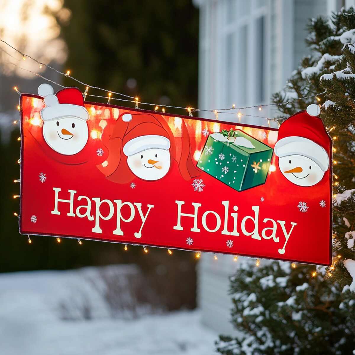 Lighted holiday banners