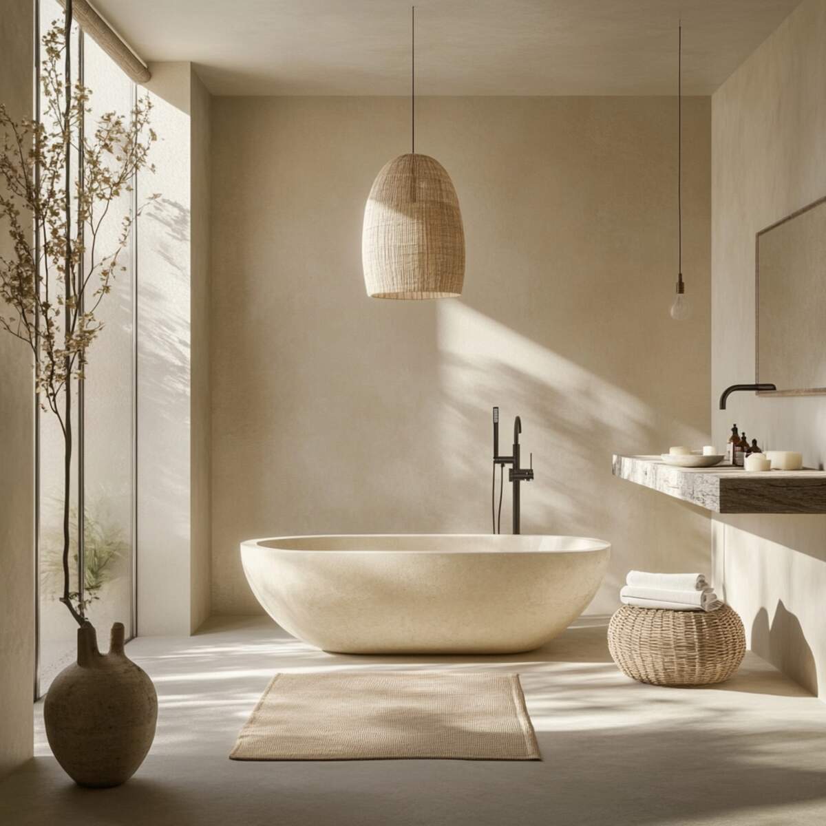 Zen-inspired decor with neutral tones