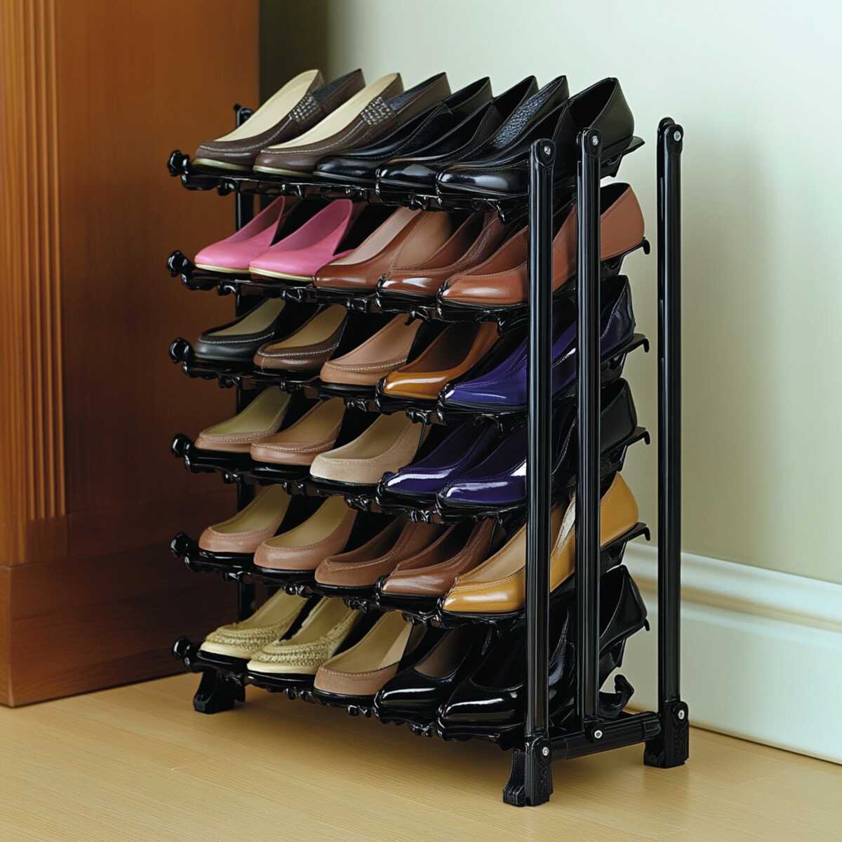 Adjustable shoe rack tower