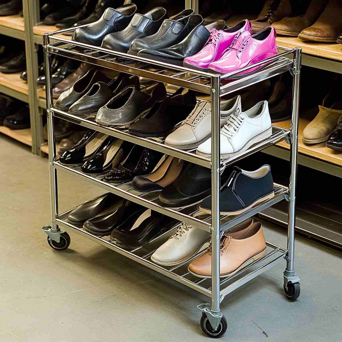 Rolling shoe cart