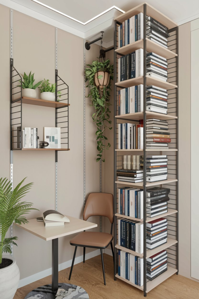 Floating Shelves Around Bed Alcove