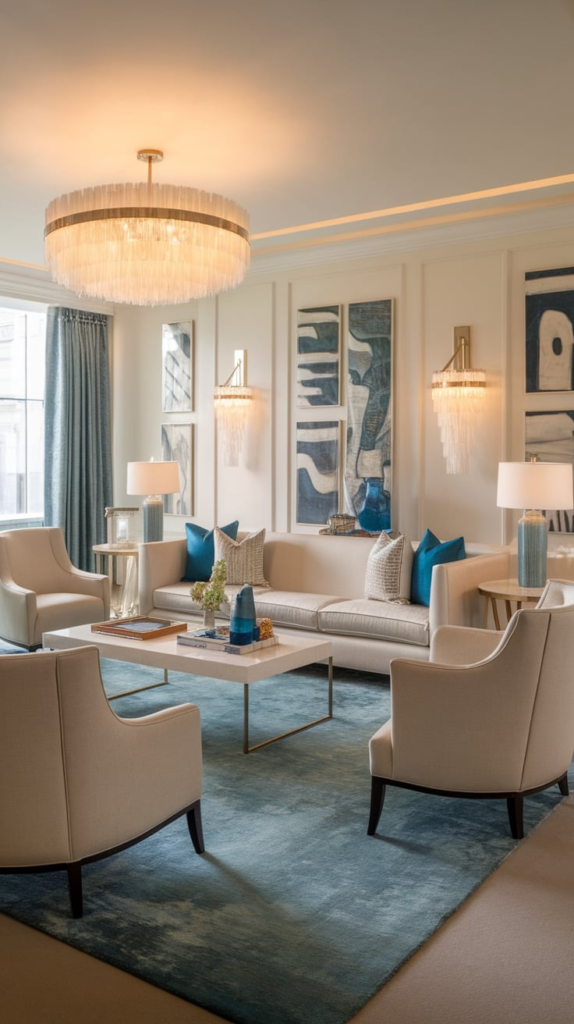 Statement lighting in guest cottage